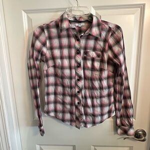 Vintage GAP Pink and White light weight  Plaid long sleeve Button-Down Shirt